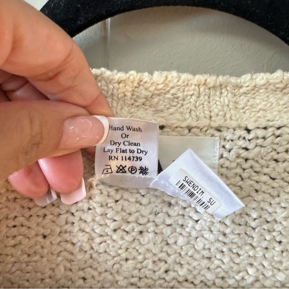 FLAX 100% Pima Cotton Cardigan Knit‎ Sweater Size S/M Cream-Ivory Preppy Cottage - Picture 6 of 10
